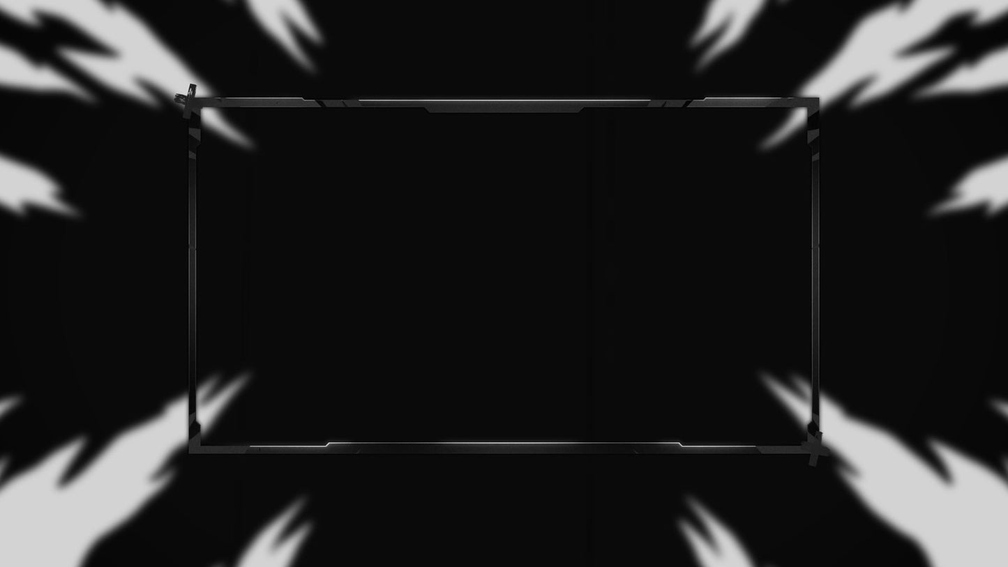 Monochrome black and white webcam overlay for Twitch and Kick minimalist 16:9 camera frame