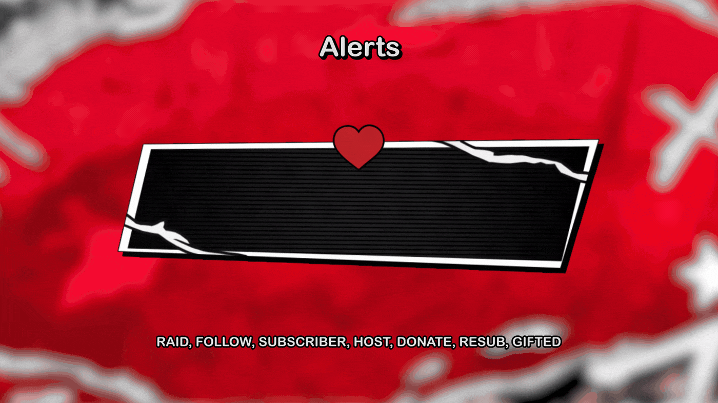 Red Alerts widget with a black status bar and heart icon