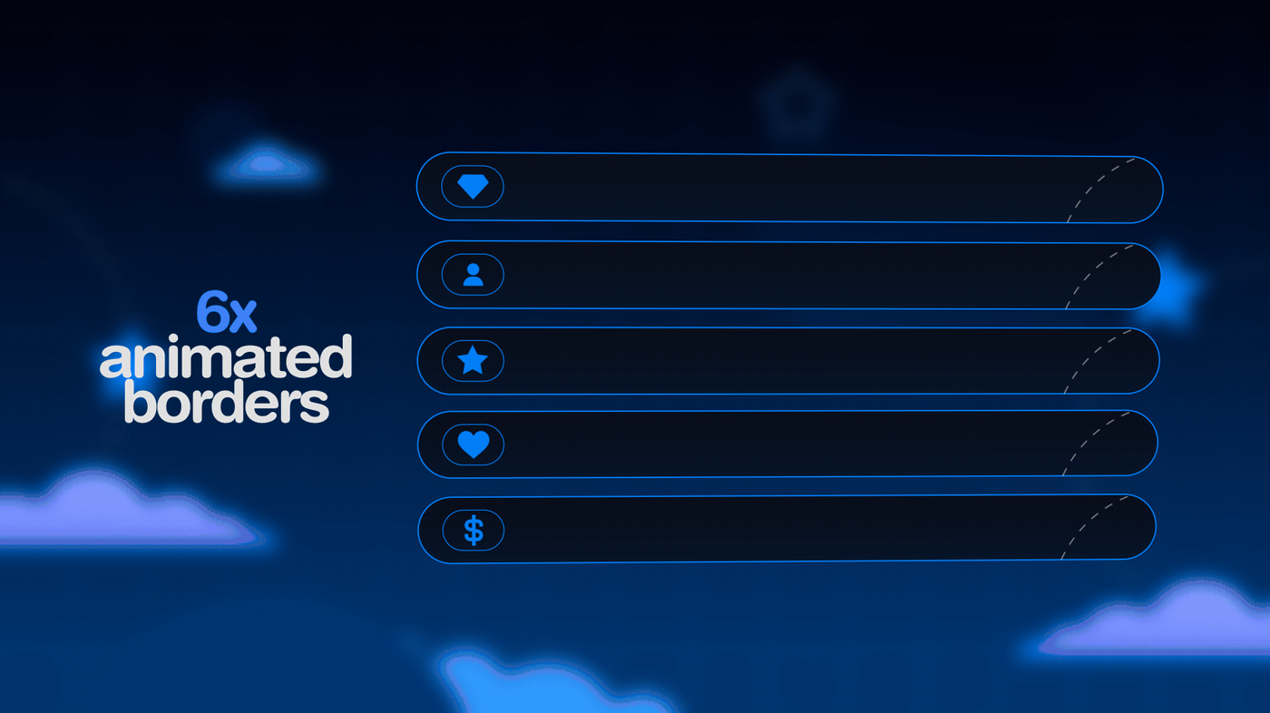Lunar Cosy Night animated borders mockup with six outlined bar fields