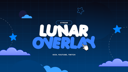 Lunar Cosy Night stream banner with “Lunar Overly” title and star icons