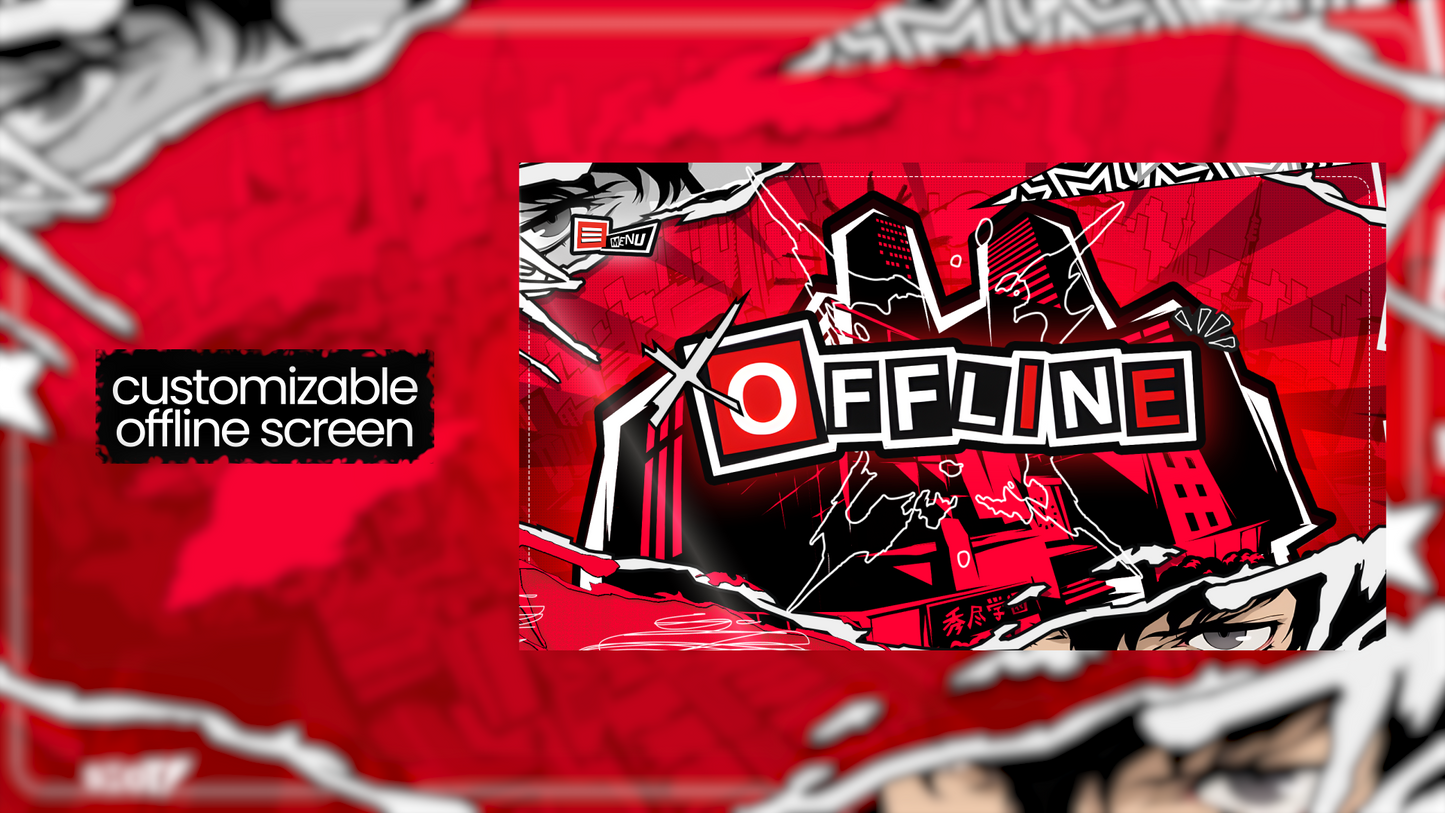 Superposición animada de transmisión inspirada en Persona 5 Royal para OBS