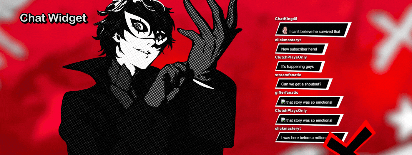 Chat widget with Joker illustration and a sidebar of chat options