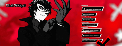 Chat widget with Joker illustration and a sidebar of chat options
