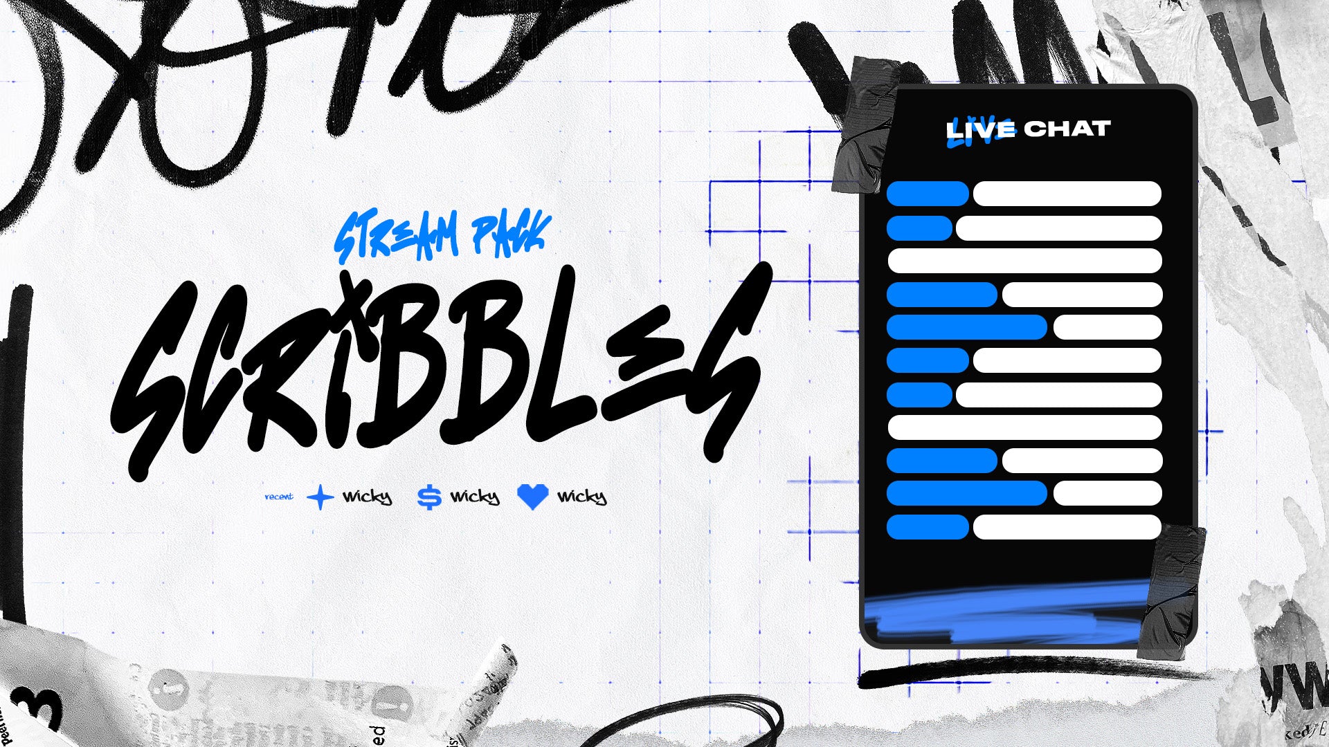 graphic for 'Stream Park Scribbles' and scribbled text design. Scribbles Stream Overlay Sketch Starting Soon Overlay YouTube Kick Twitch