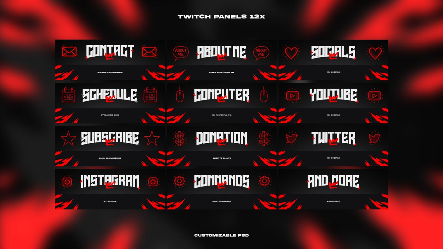 Monochrome - Full Animated Stream Pack (Red) - StreamerDecor