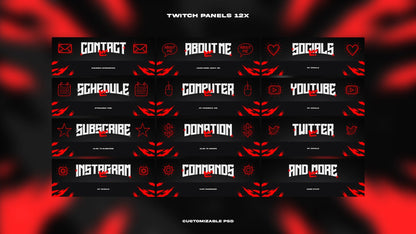 Monochrome - Full Animated Stream Pack (Red) - StreamerDecor