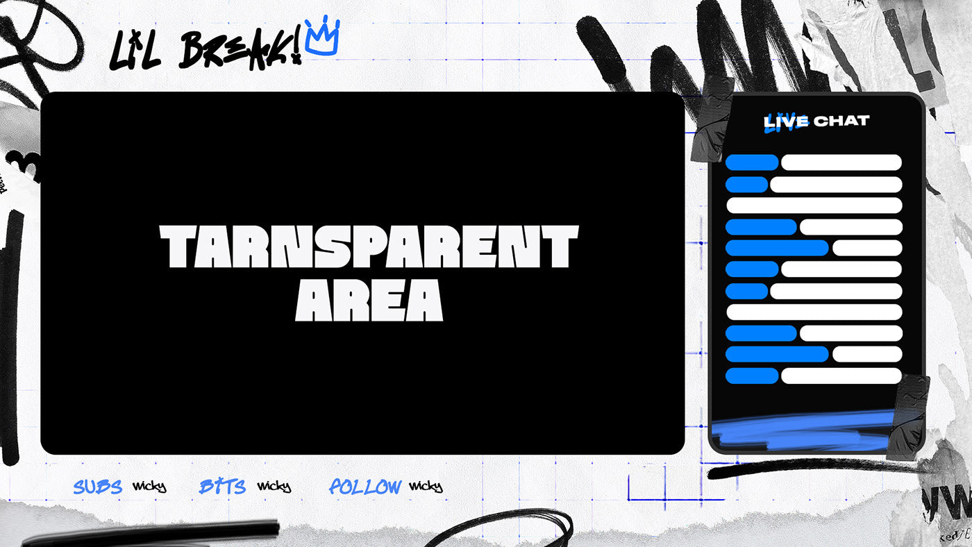 graphic for 'Stream Park Scribbles' and scribbled text design. Scribbles Stream Overlay Sketch Just Chatting Screen Overlay YouTube Kick Twitch.