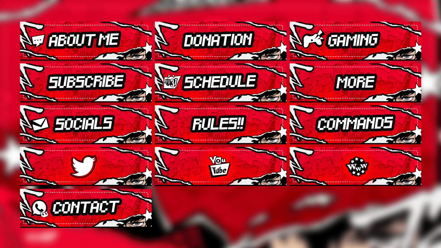 Persona 5 Royal – Complete Animated Stream Pack (Red) - StreamerDecor