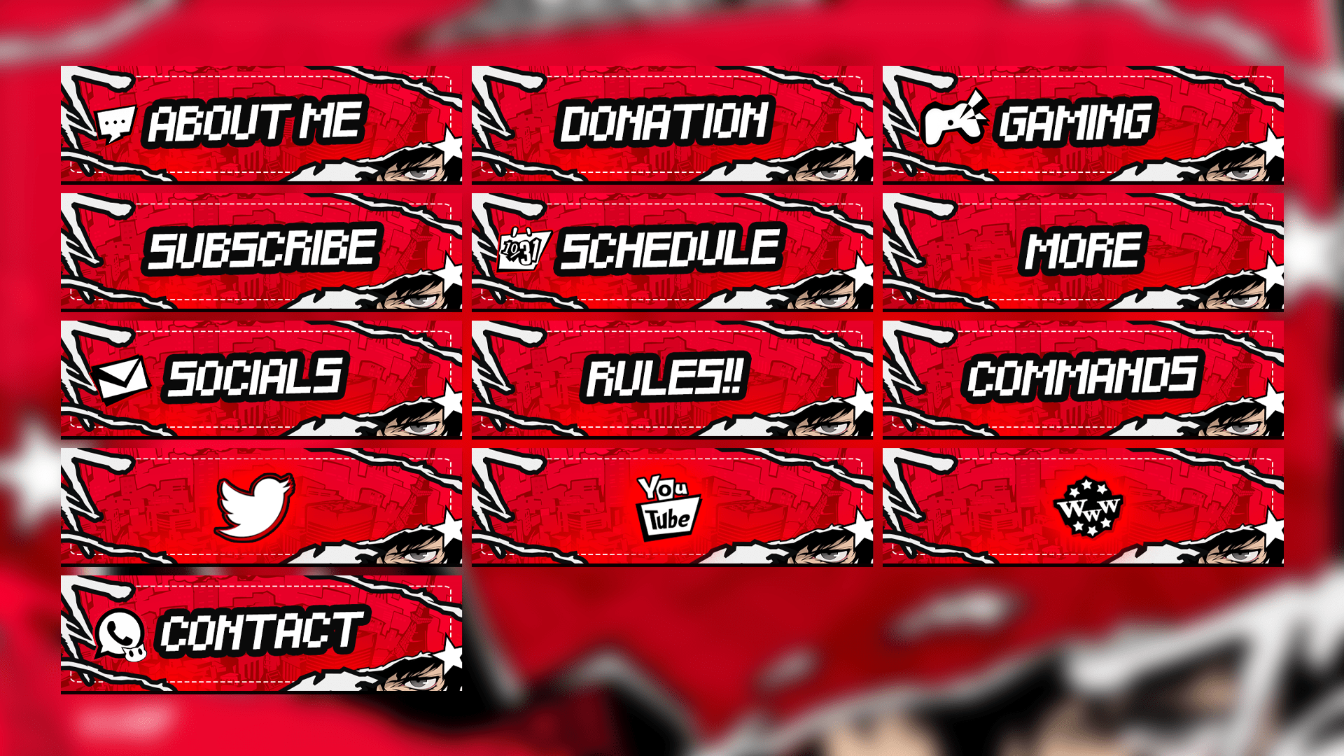 Persona 5 Royal – Complete Animated Stream Pack (Red) - StreamerDecor