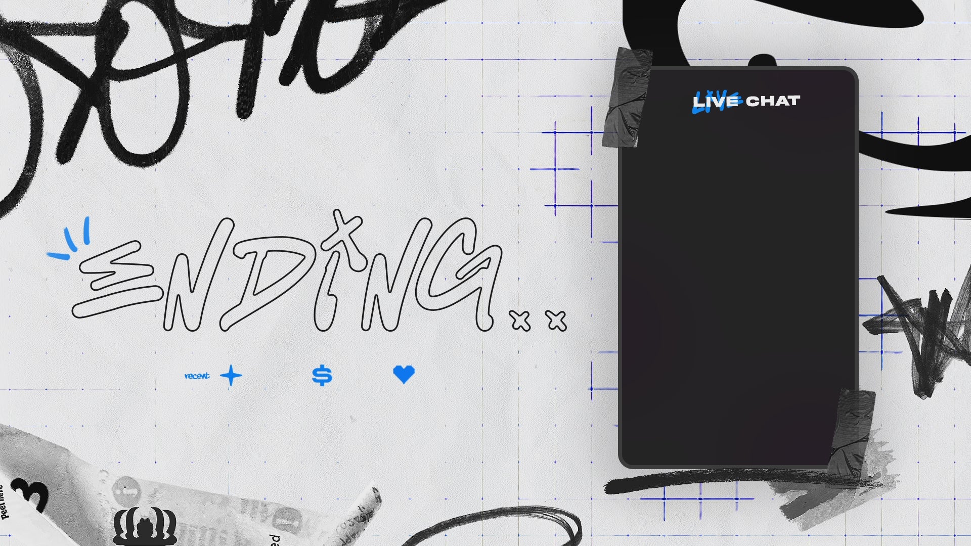 graphic for 'Stream Park Scribbles' and scribbled text design. Scribbles Stream Overlay Sketch Ending Soon Screen Overlay YouTube Kick Twitch