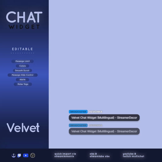 VELVET: StreamElements Chat Widget (Multilingual)