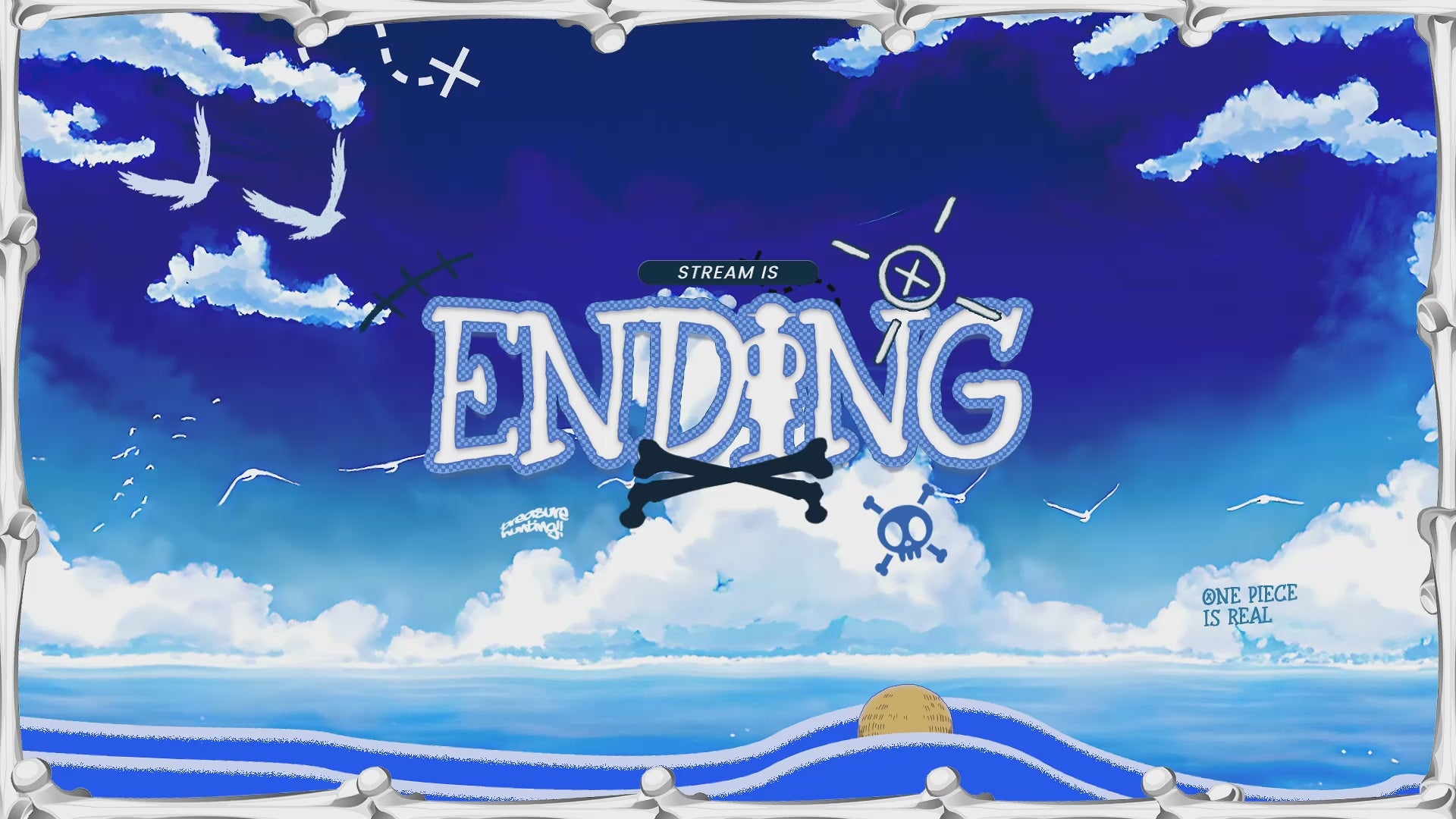 One Piece stream overlay Ending Soon screen - Thousand Sunny animation