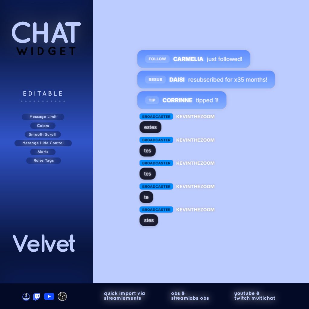 Velvet Chat Widget (Multilingual) - StreamerDecor