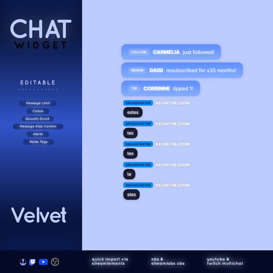 Velvet Chat Widget (Multilingual) - StreamerDecor